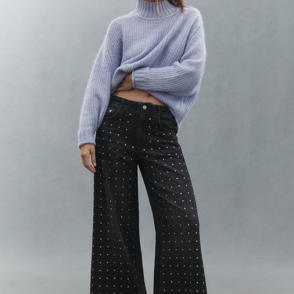 The Adi Mid-Rise Studded Flare jeans Pilcro size 23 TALL - BNWT